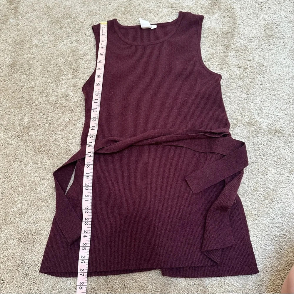 Ady P Soft Wine Red Wrap Tie Front High Neck Sweater Tunic Tank Top Medium - Picture 4 of 7